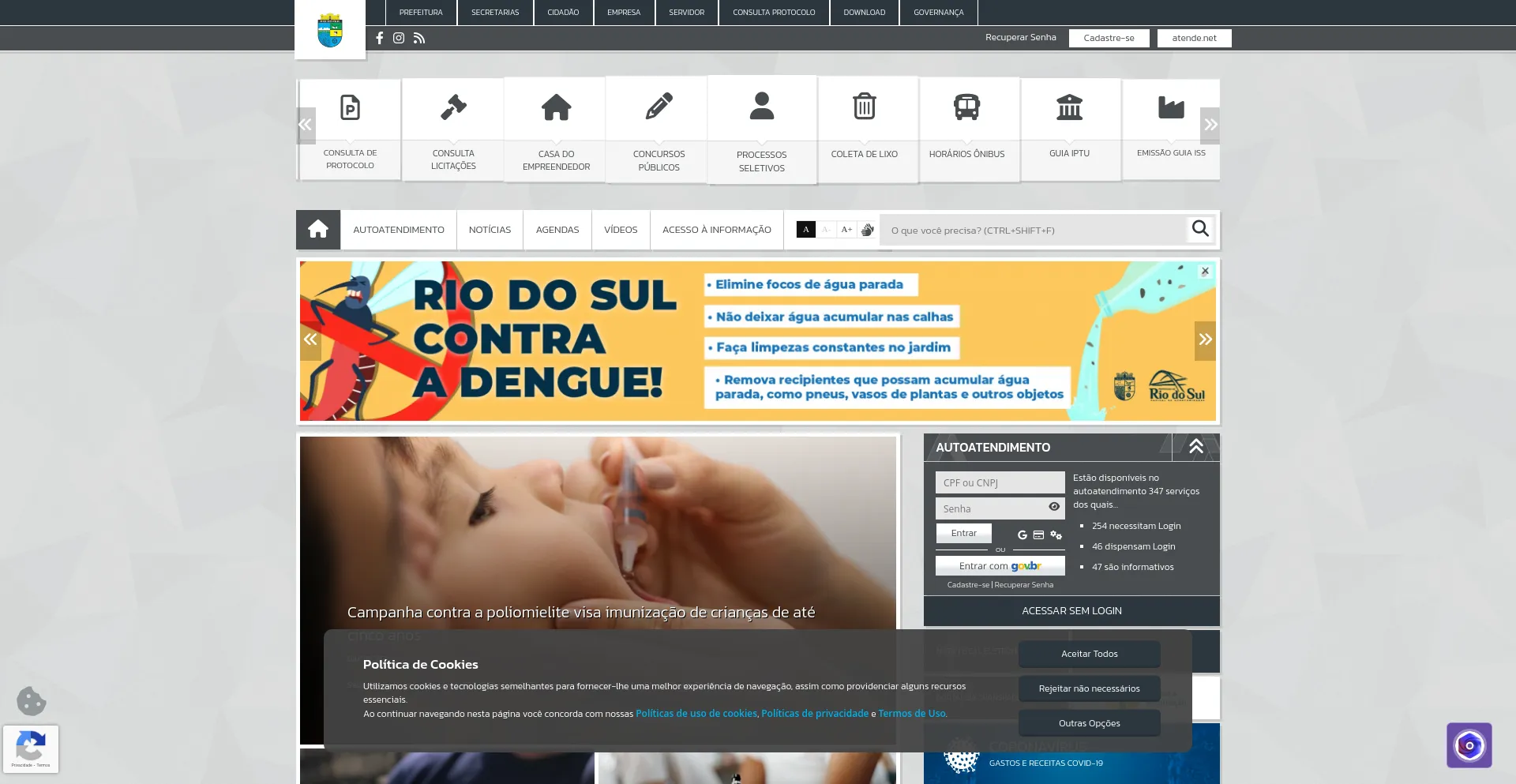 Screenshot of riodosul.sc.gov.br homepage