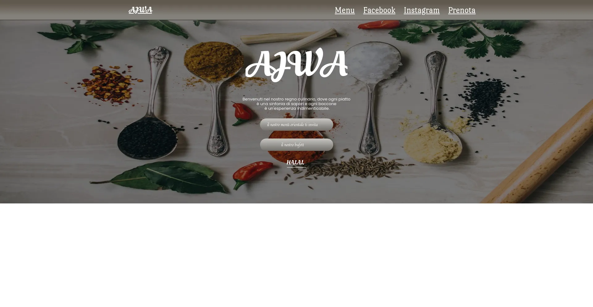 Screenshot of ristoranteajwa.com homepage