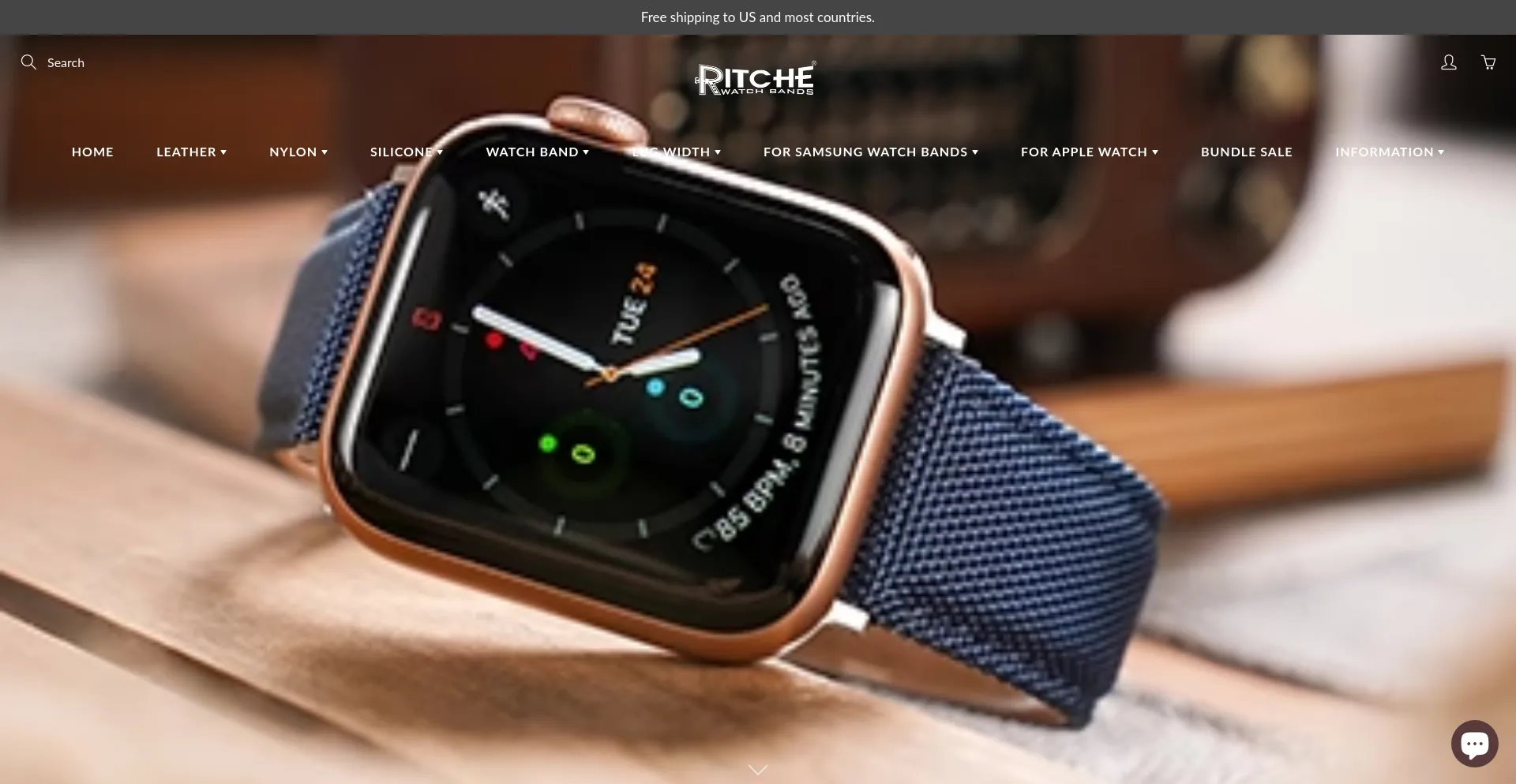 Screenshot of ritchewatchbands.com homepage