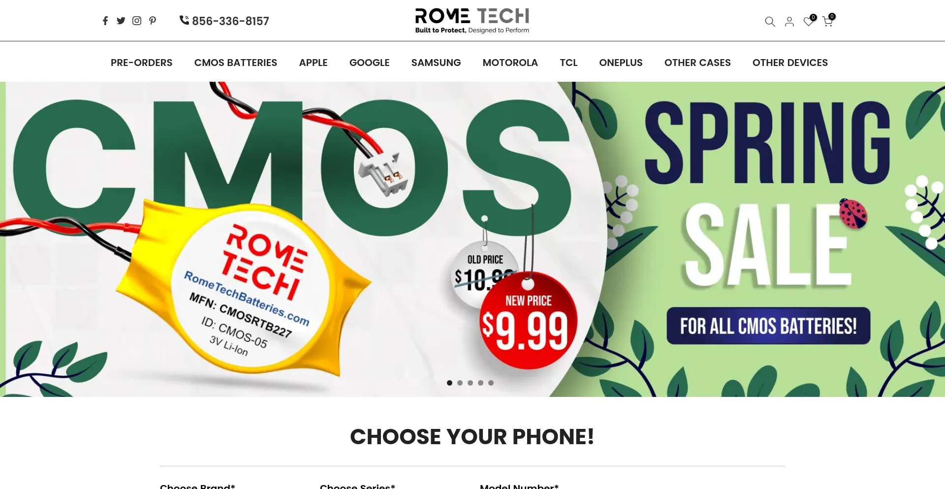 Screenshot of rometechcases.com homepage