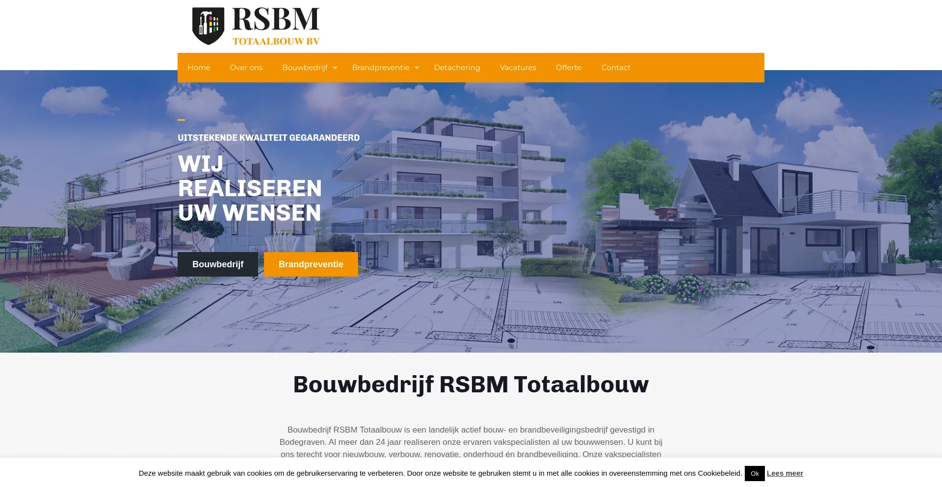 Screenshot of rsbmtotaalbouw.nl homepage