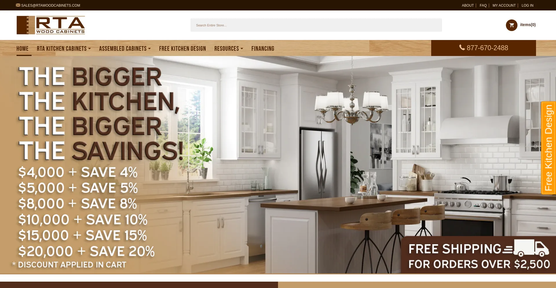 Screenshot of rtawoodcabinets.com homepage