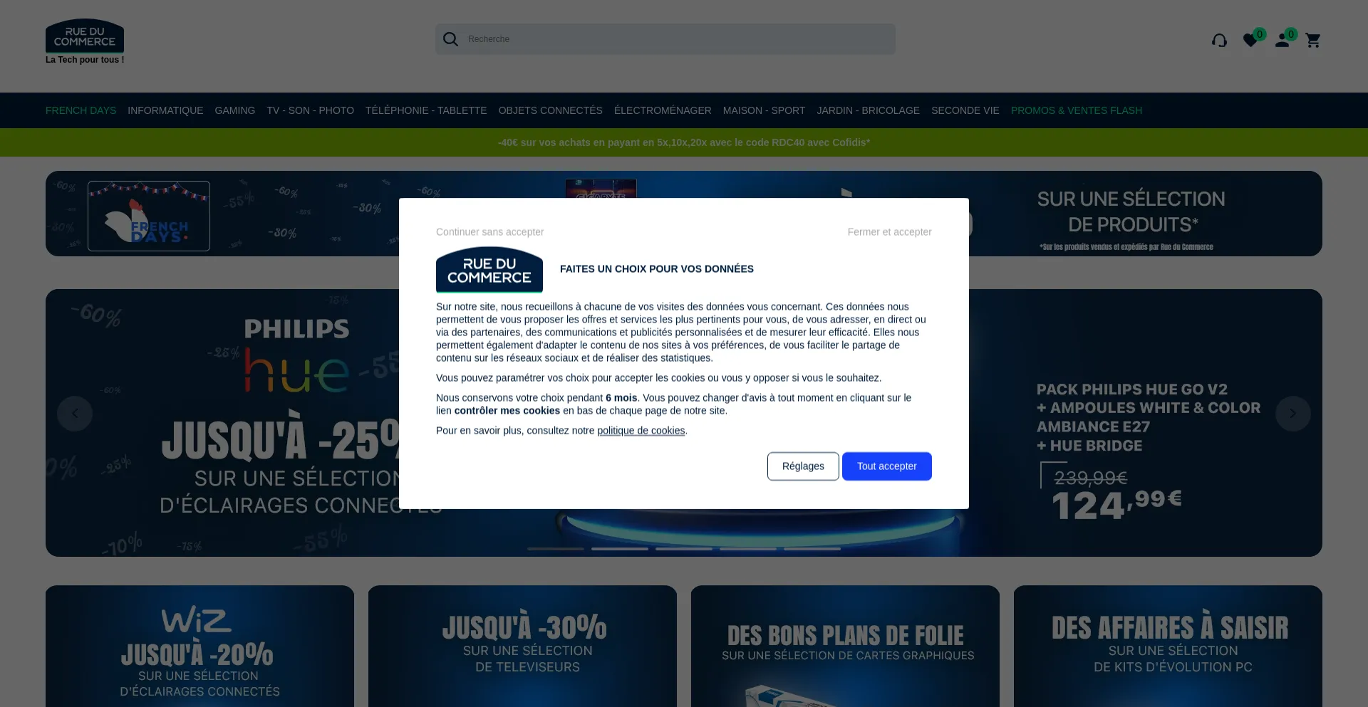 Screenshot of rueducommerce.fr homepage