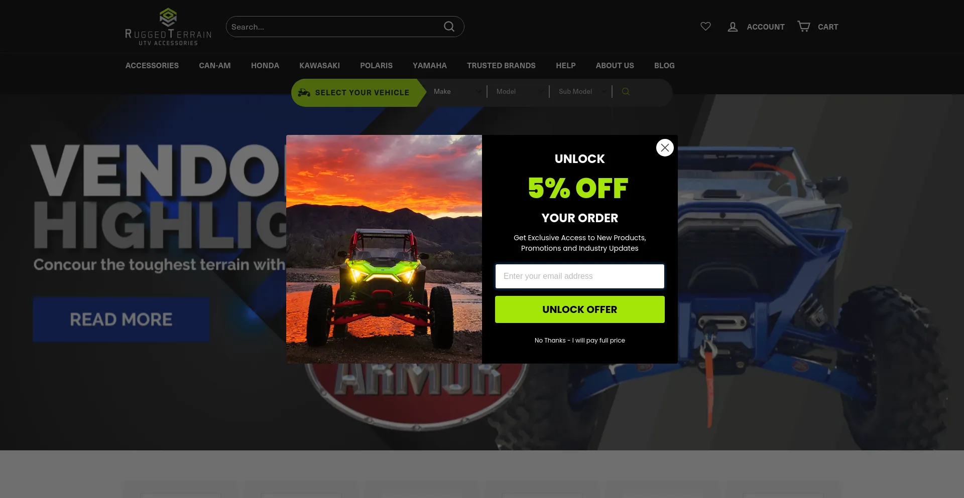 Screenshot of ruggedterrain.com homepage