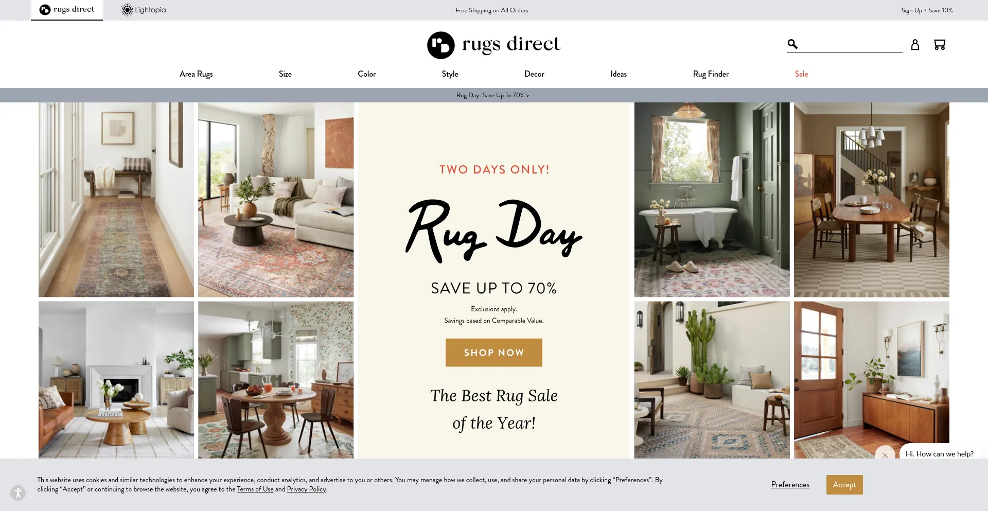 Screenshot of rugs-direct.com homepage