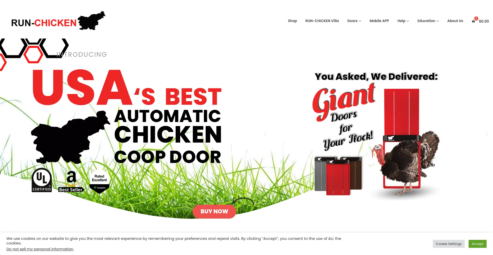 Screenshot of run-chicken.com homepage