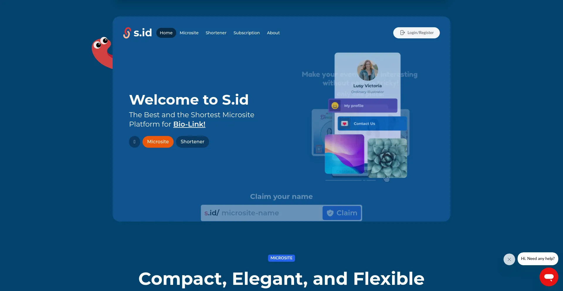 Screenshot of s.id homepage