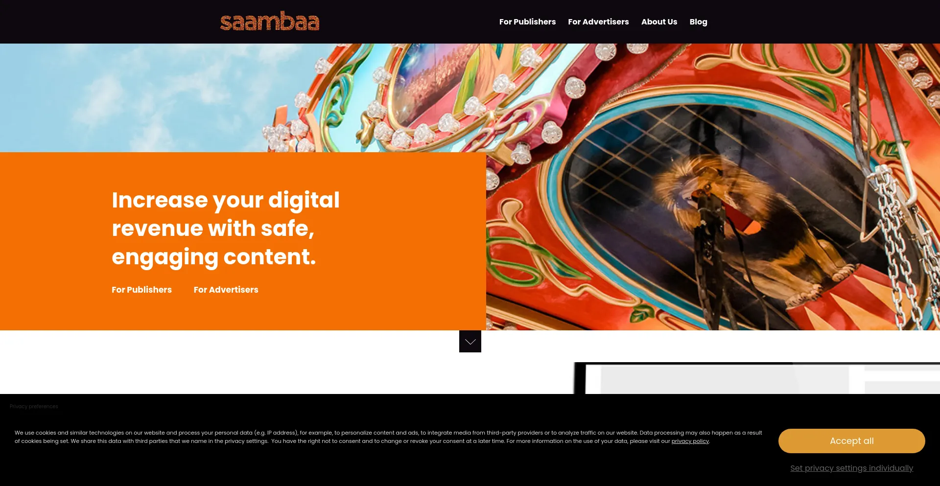 Screenshot of saambaa.com homepage