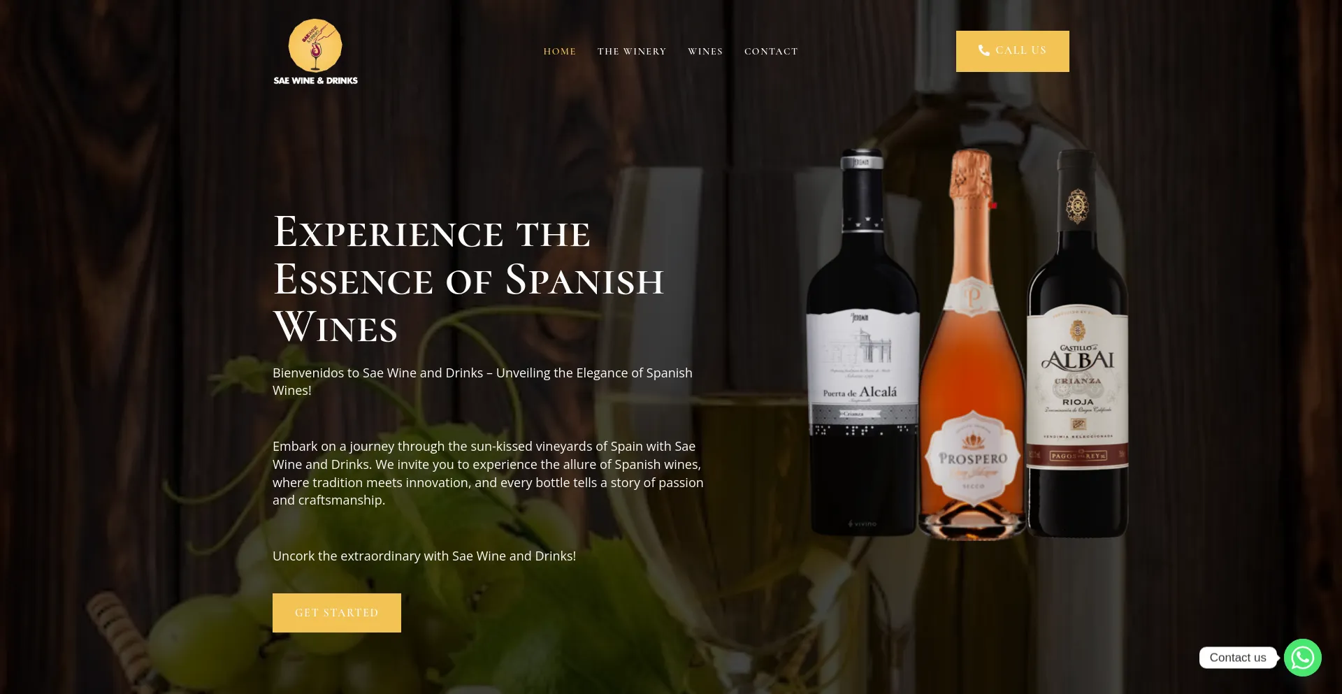 Screenshot of saewine.com homepage