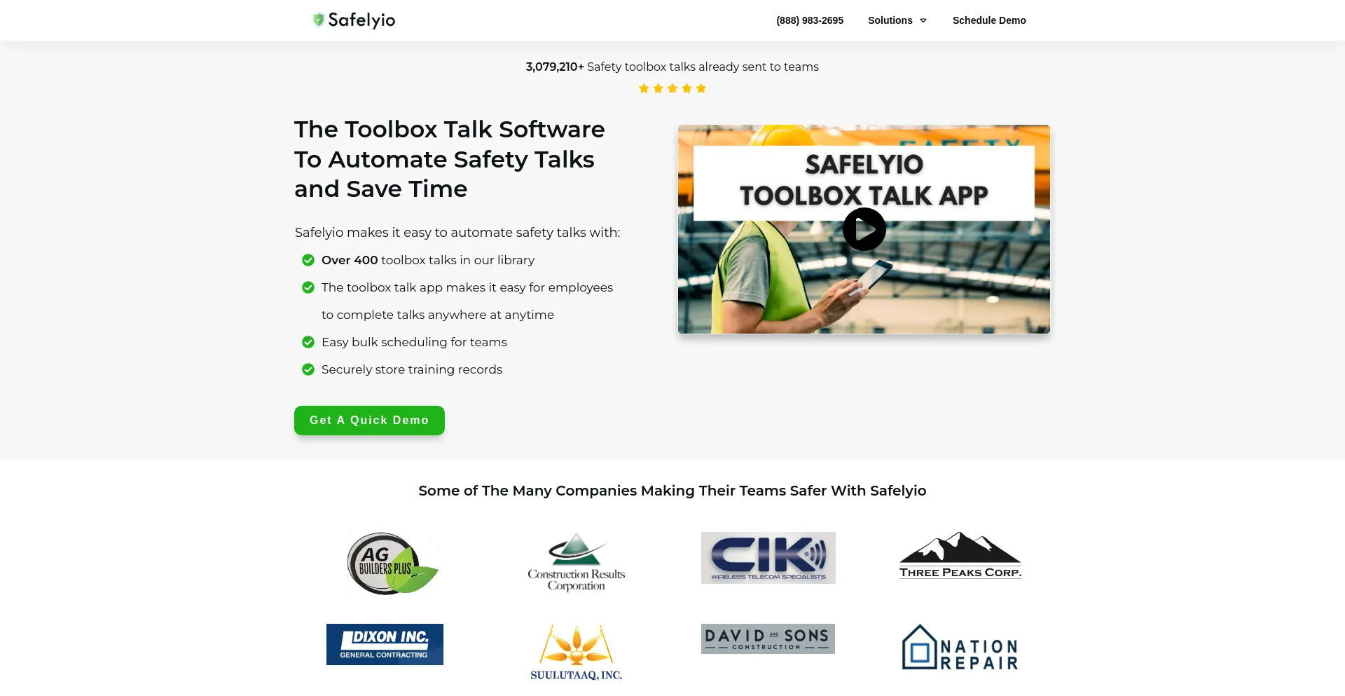 Screenshot of safelyio.com homepage