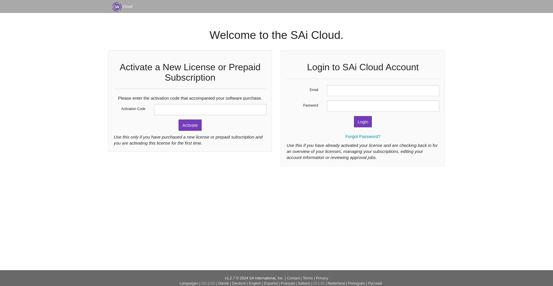 Screenshot of saicloud.com homepage