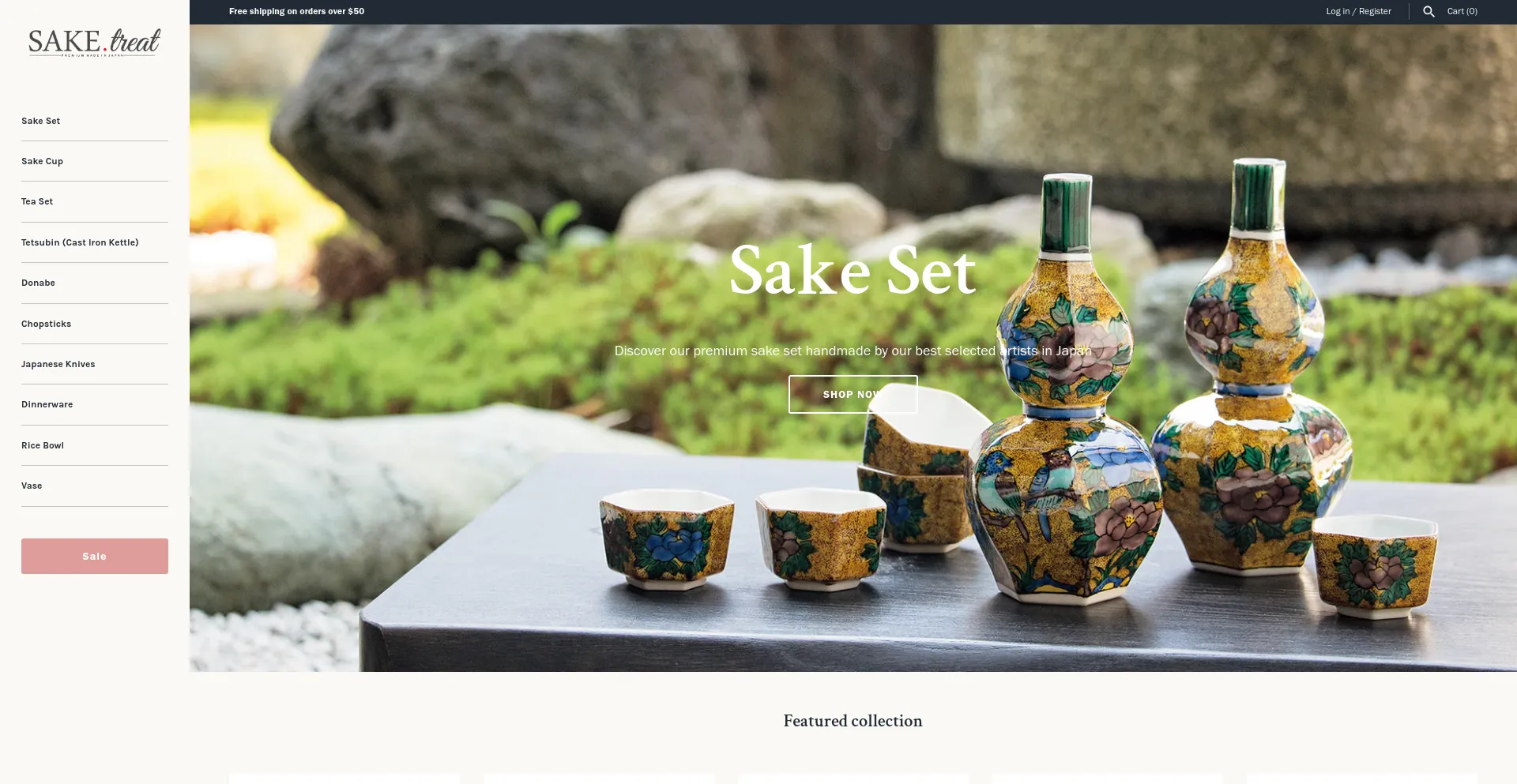 Screenshot of saketreat.com homepage