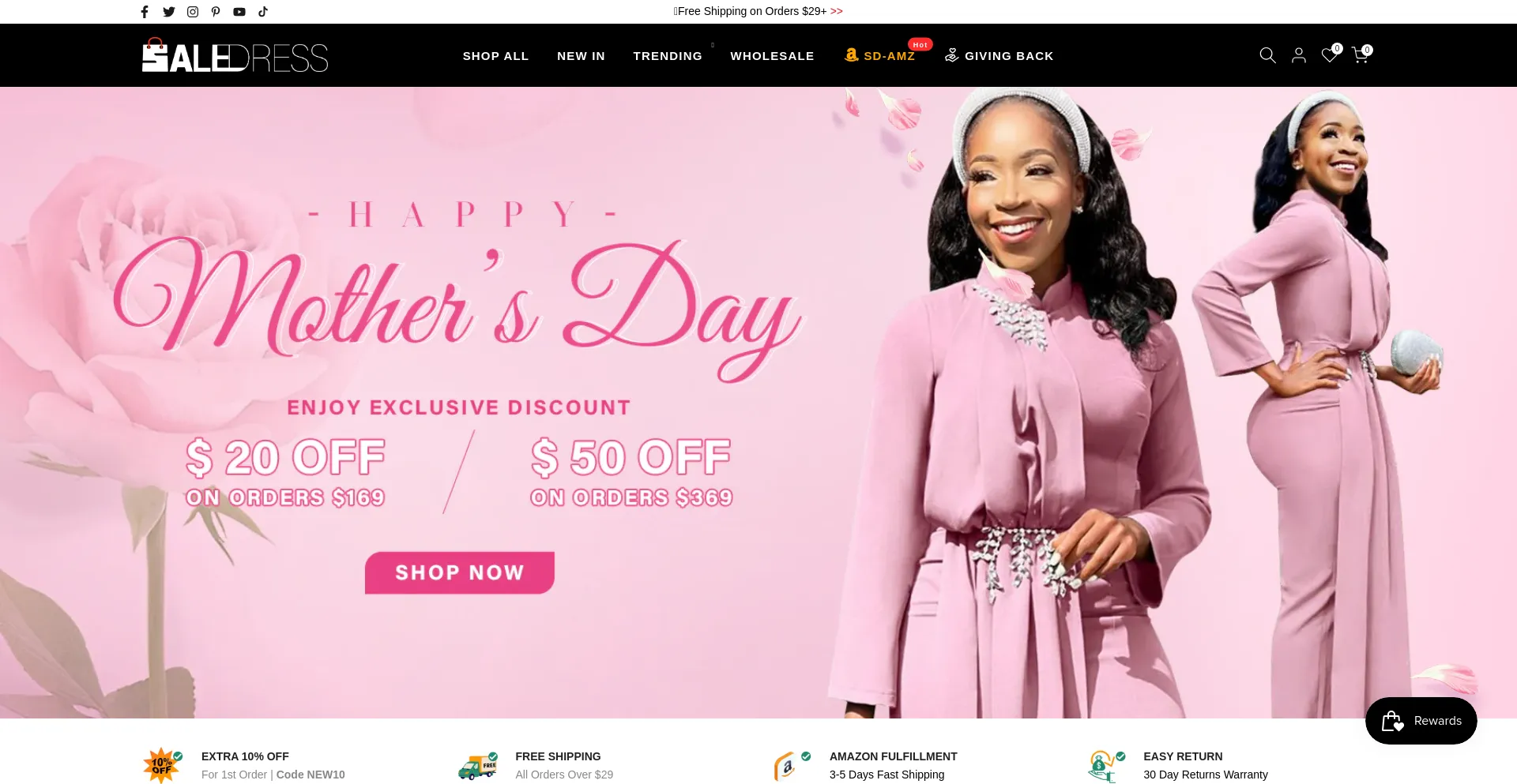 Screenshot of saledress.com homepage