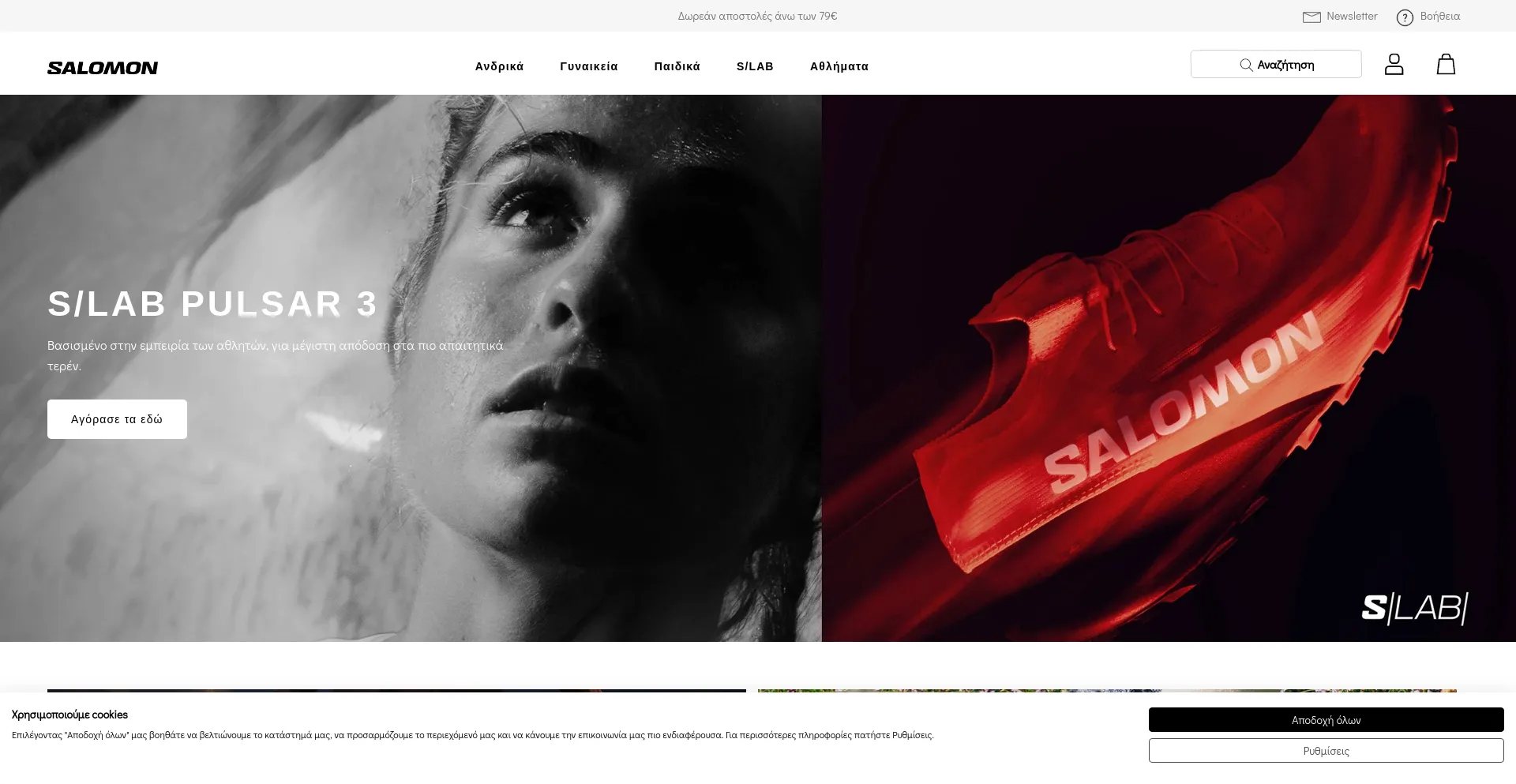 Screenshot of salomon.gr homepage