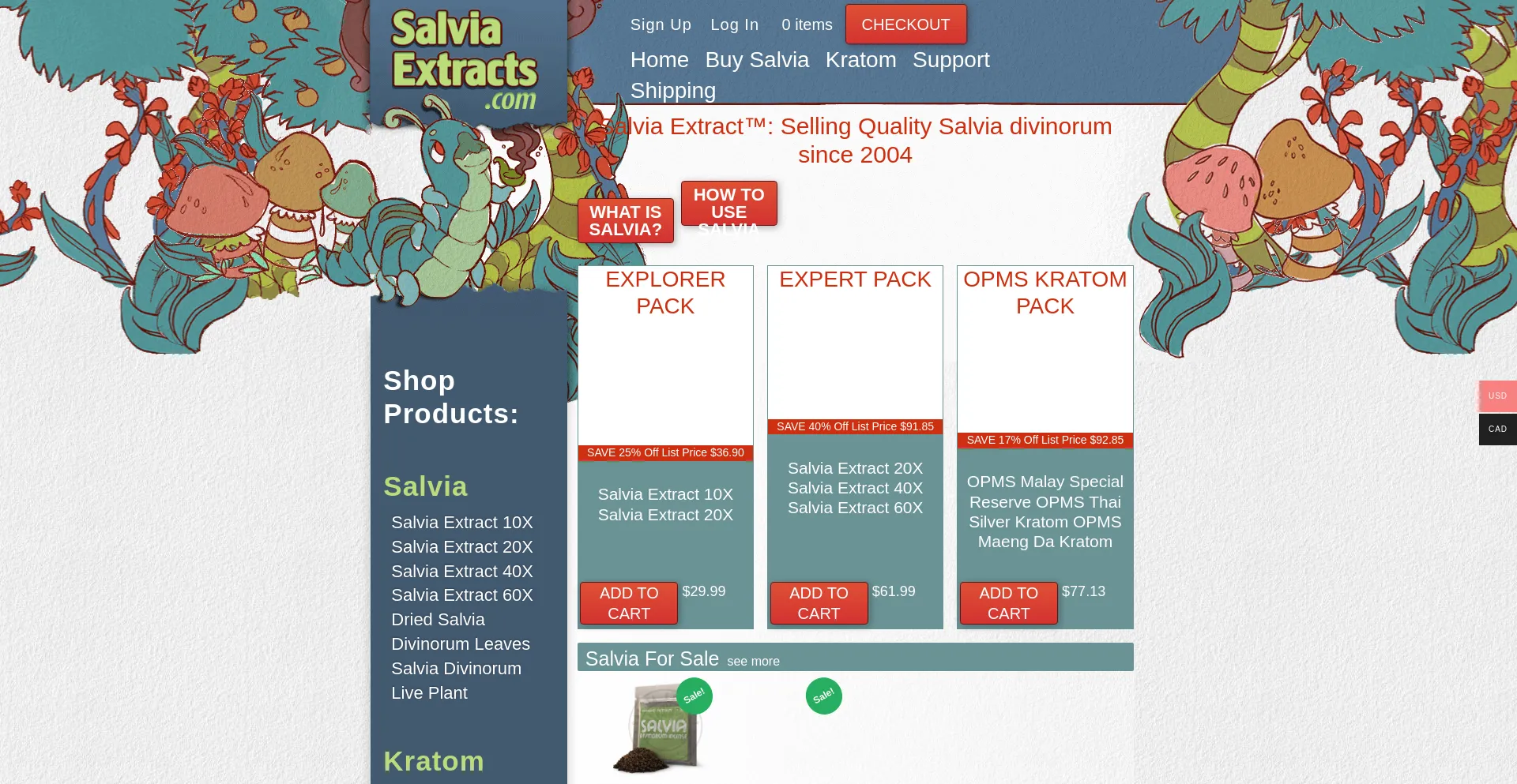 Screenshot of salviaextract.com homepage