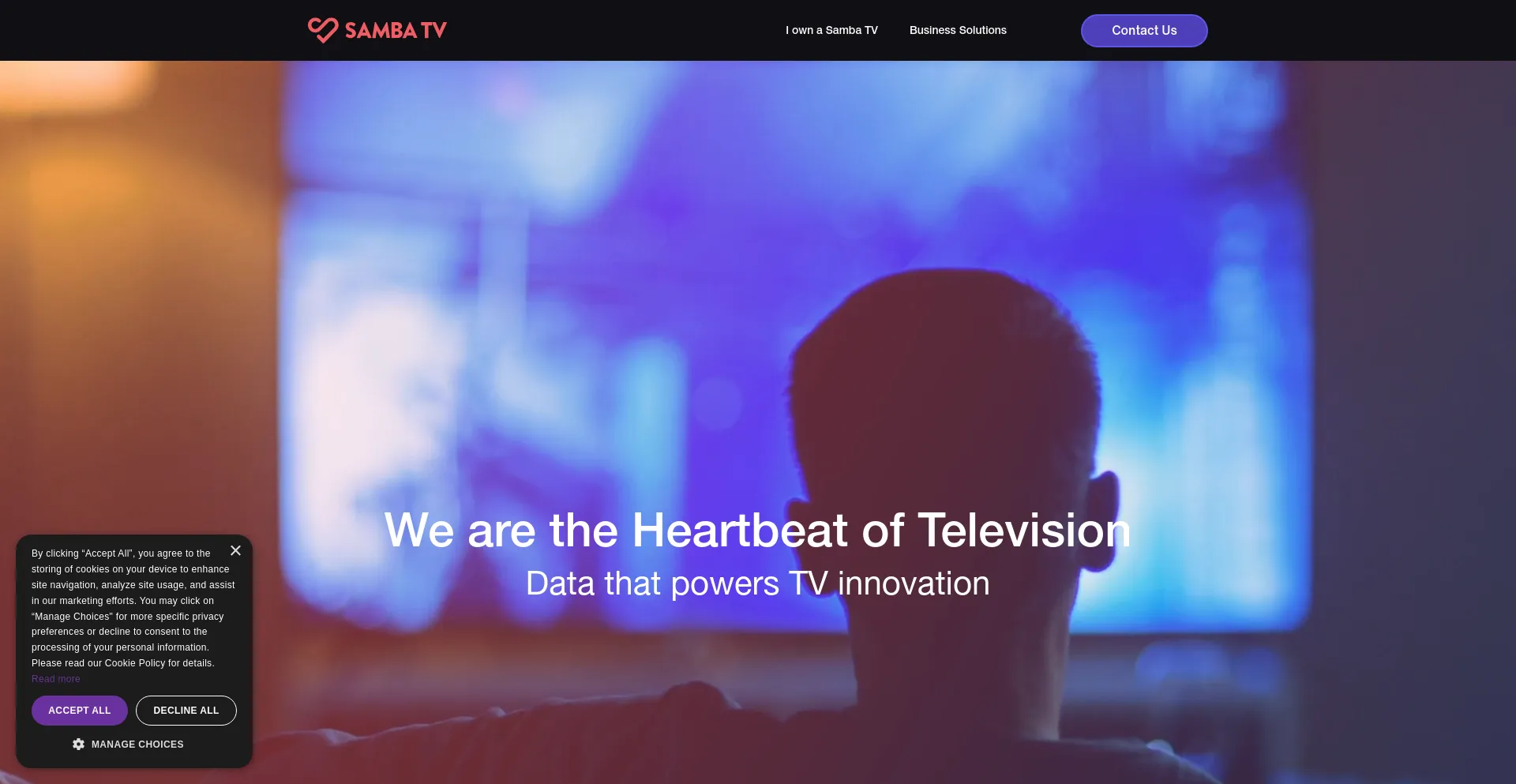 Screenshot of samba.tv homepage