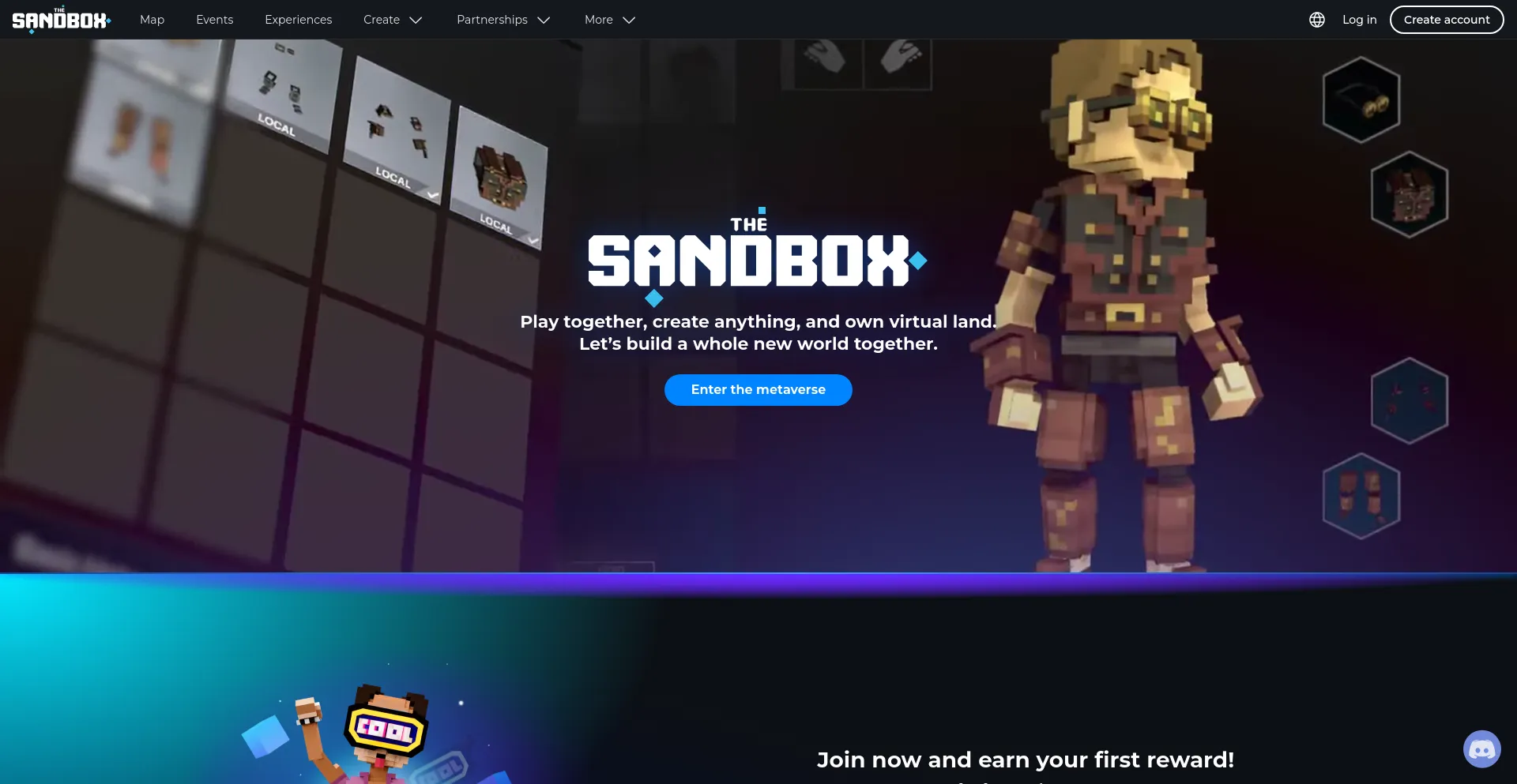 Screenshot of sandbox.game homepage