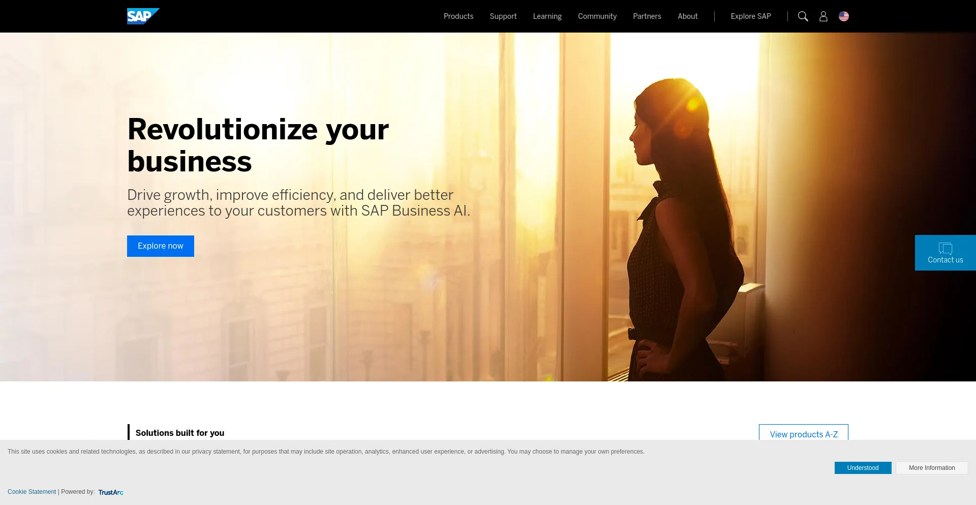 Screenshot of sap.com homepage