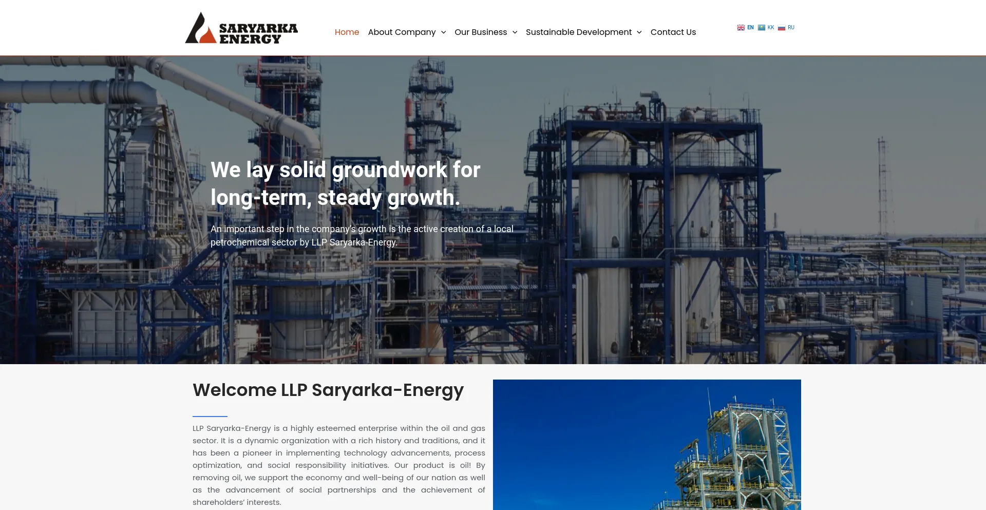 Screenshot of saryarka-energy.kz homepage