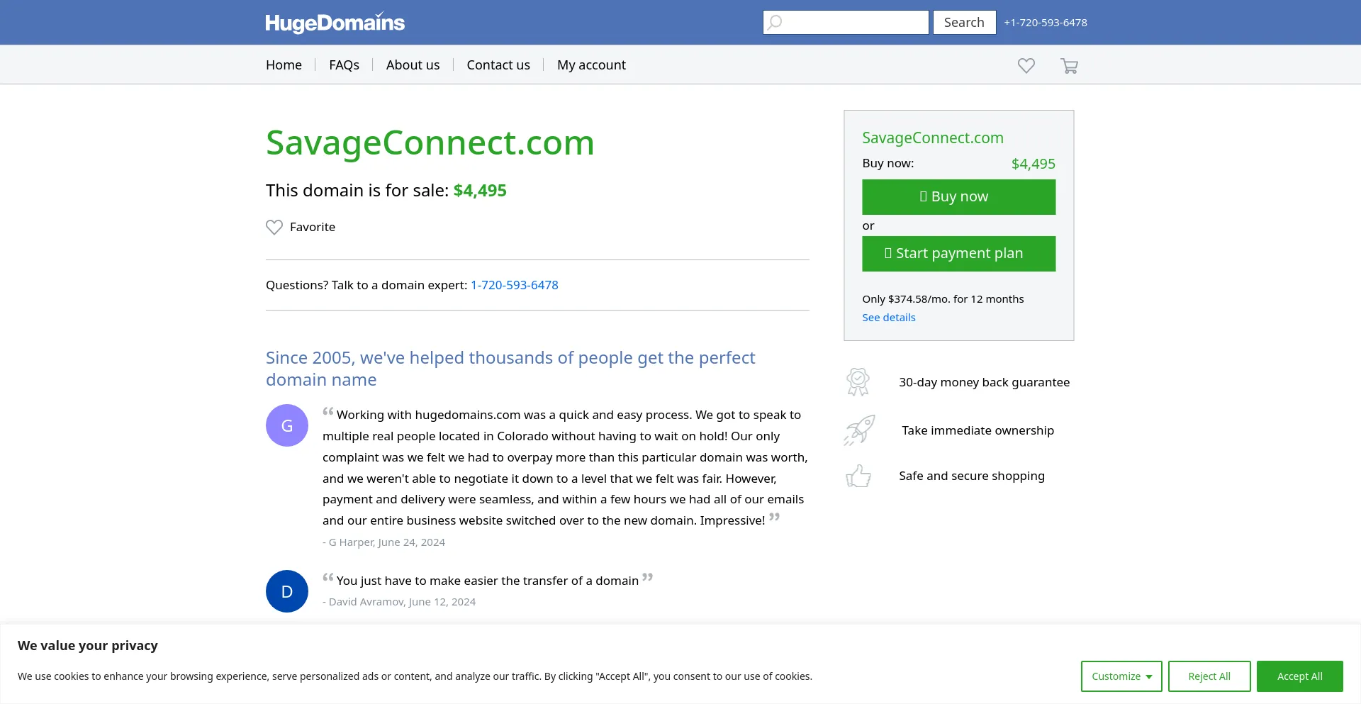 Screenshot of savageconnect.com homepage