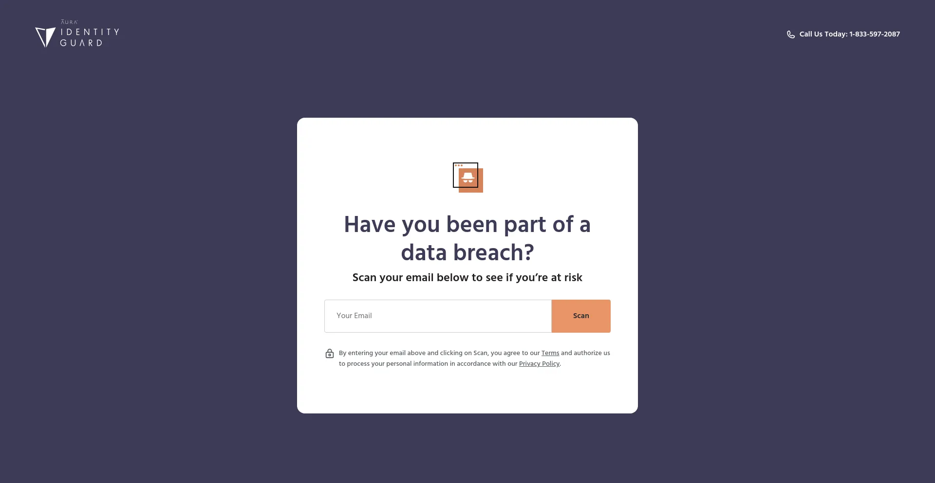Screenshot of scan.identityguard.com homepage