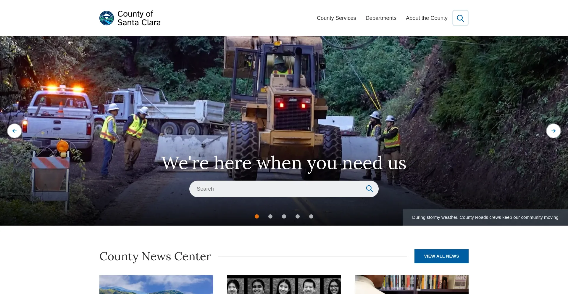 Screenshot of sccgov.org homepage