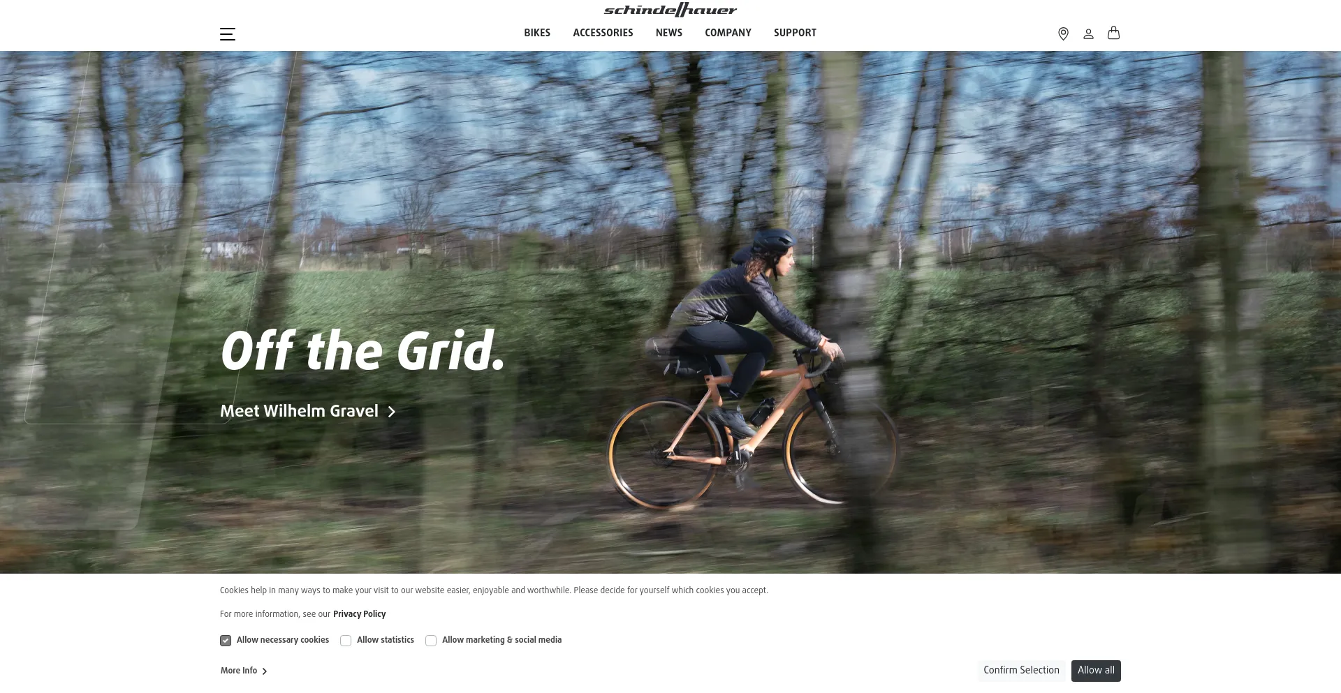 Screenshot of schindelhauerbikes.com homepage