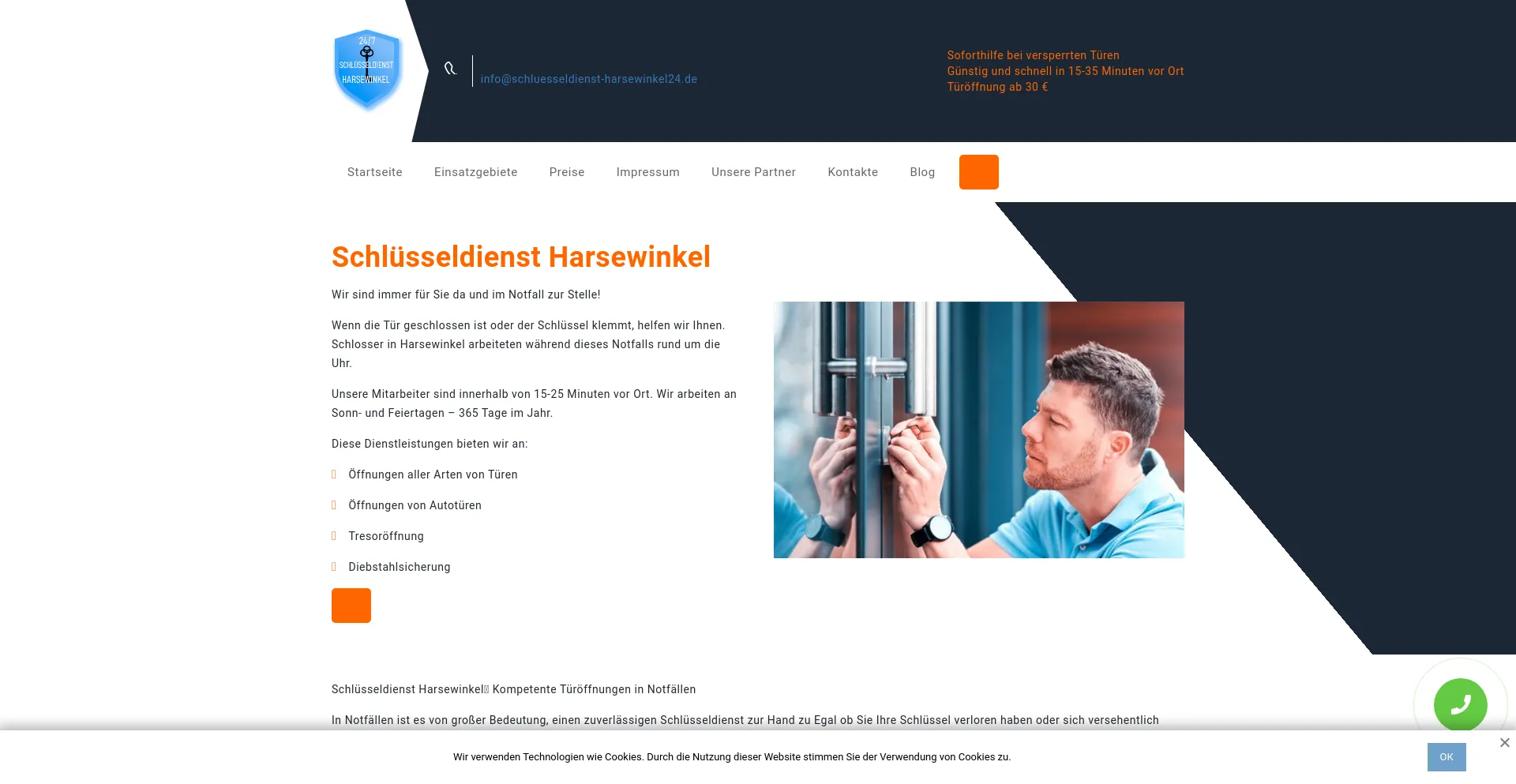 Screenshot of schluesseldienst-harsewinkel24.de homepage