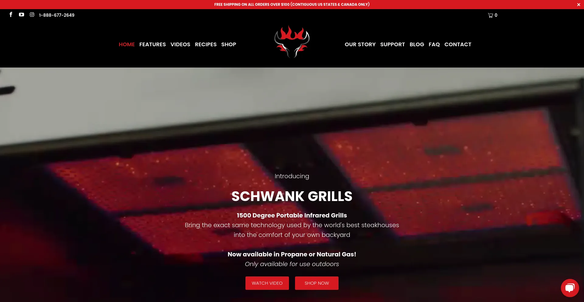 Screenshot of schwankgrills.com homepage