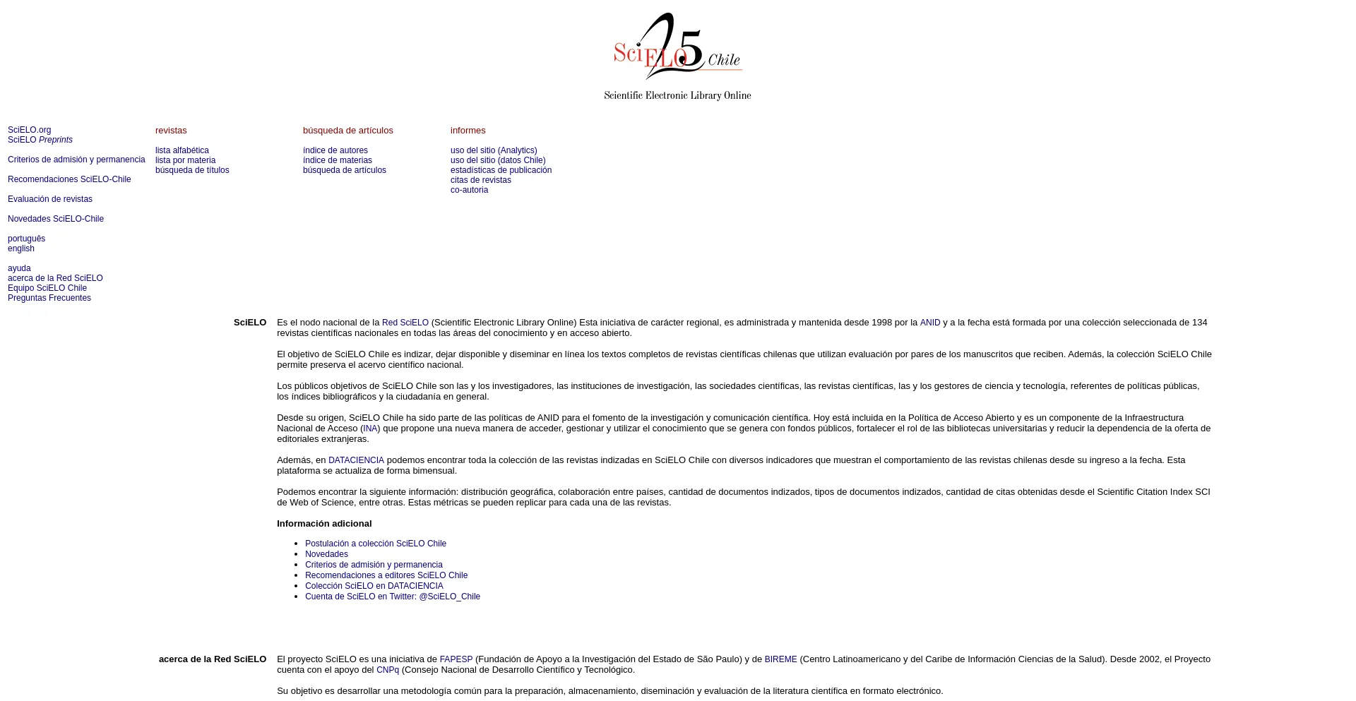 Screenshot of scielo.cl homepage