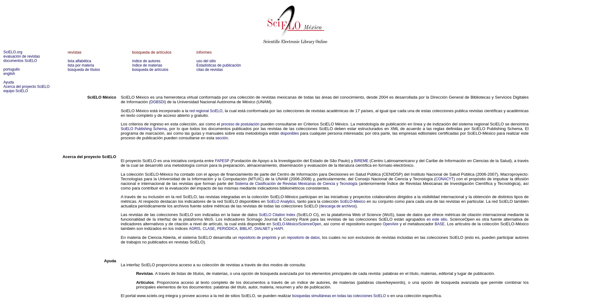 Screenshot of scielo.org.mx homepage