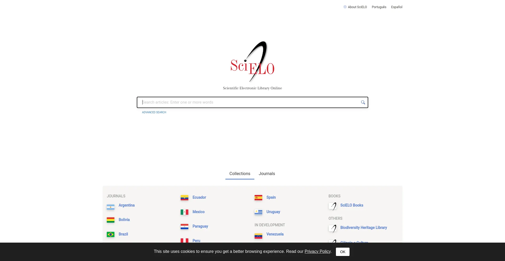 Screenshot of scielo.org homepage