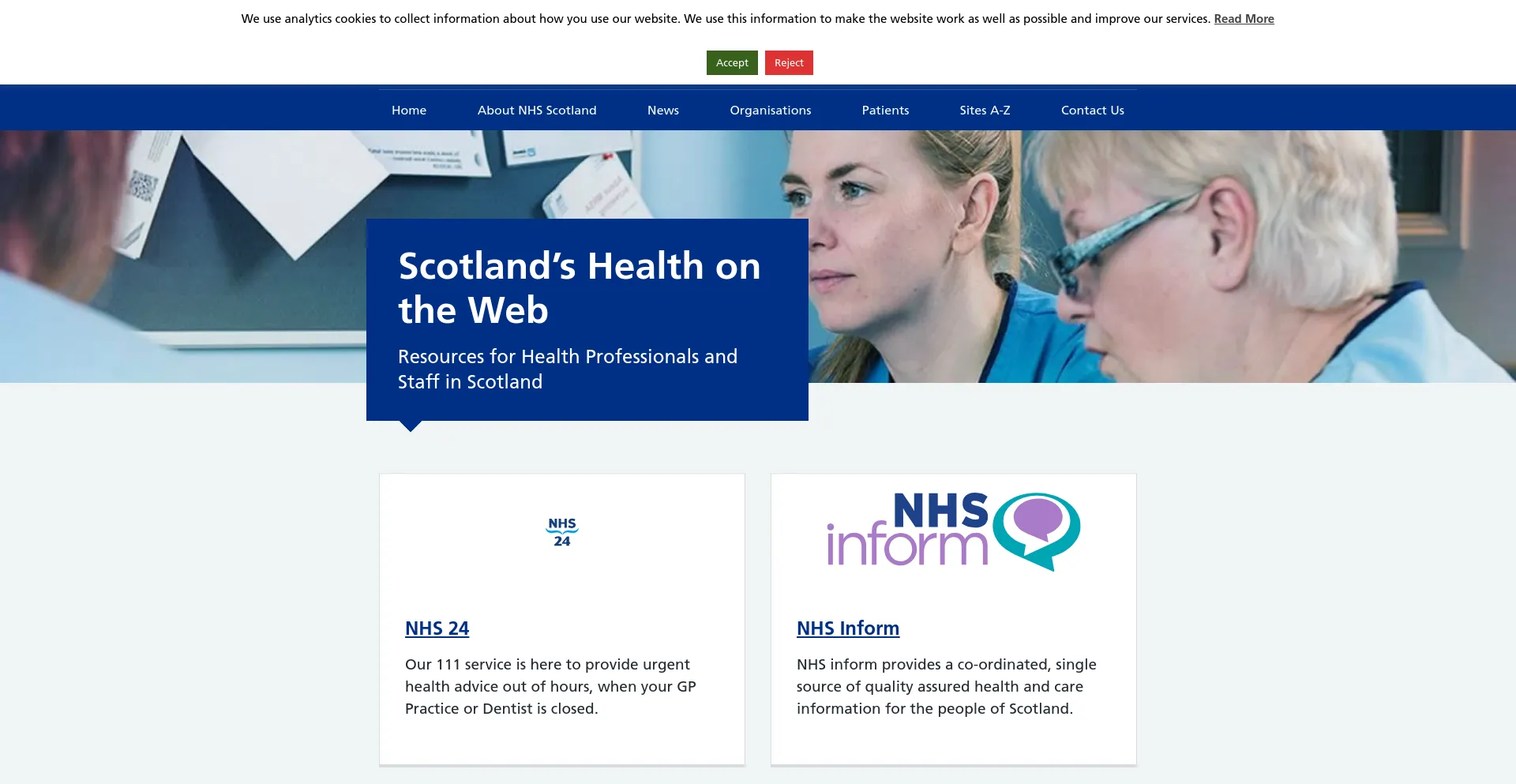 Screenshot of scot.nhs.uk homepage