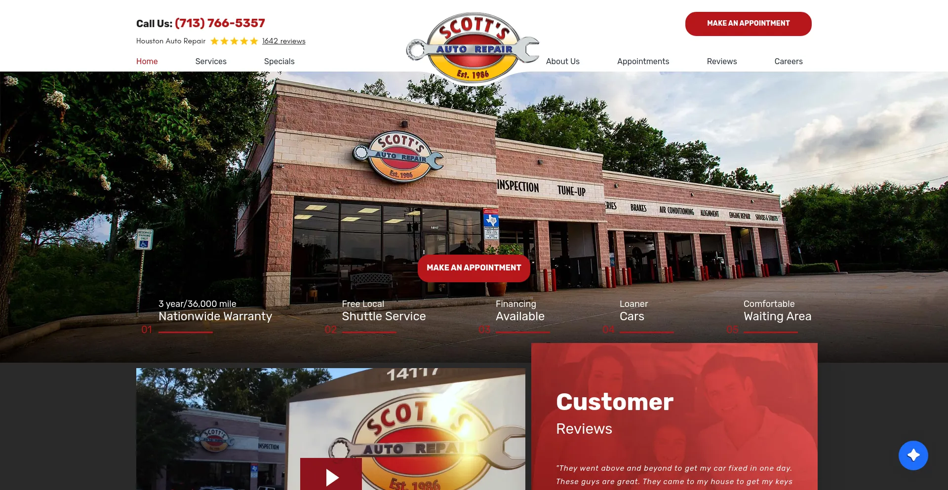 Screenshot of scottsautorepair.com homepage