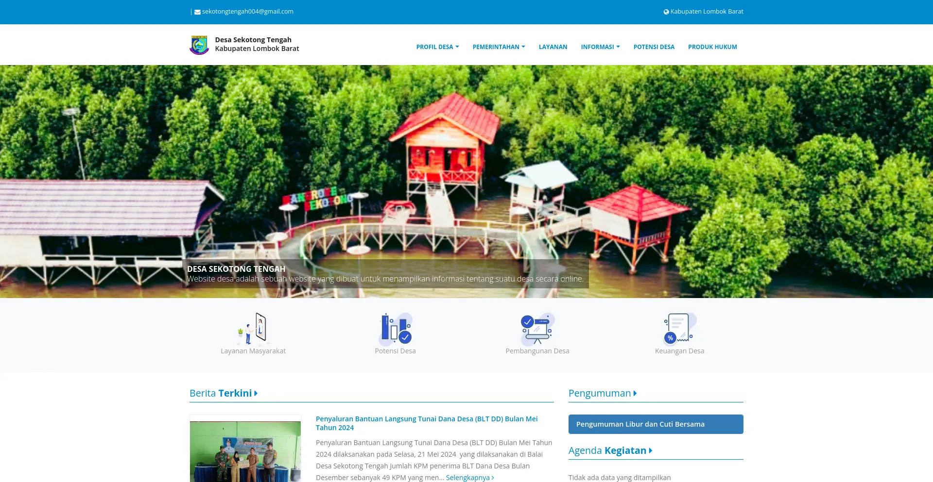 Screenshot of sekotongtengah.desa.id homepage