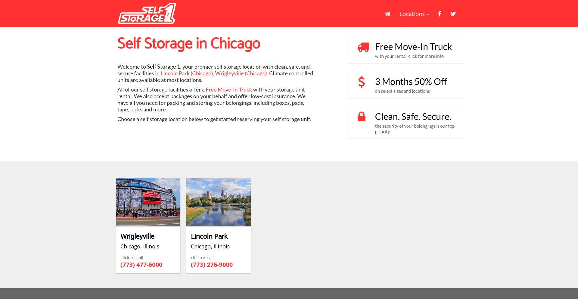 Screenshot of selfstorage1.com homepage