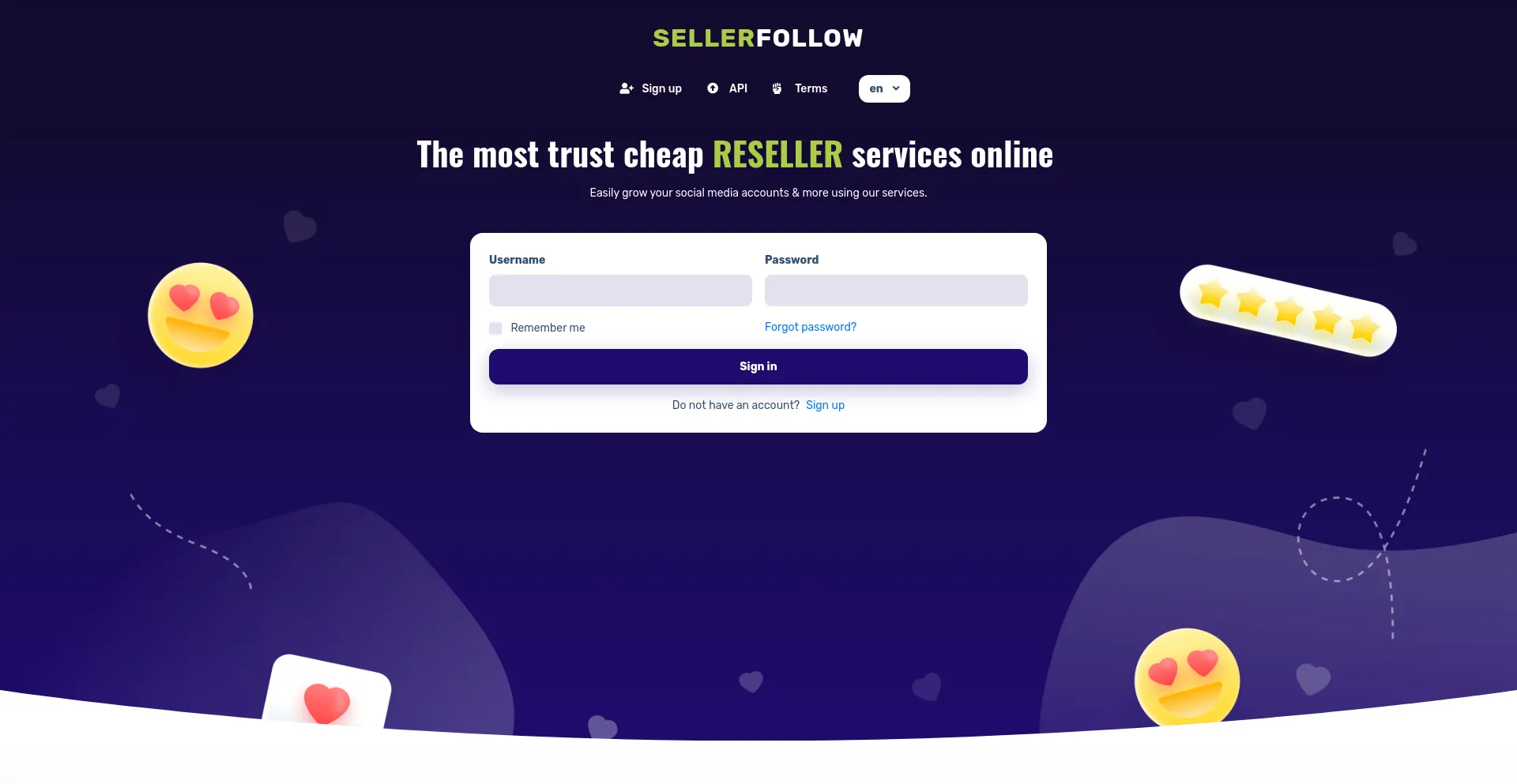 Screenshot of sellerfollow.com homepage