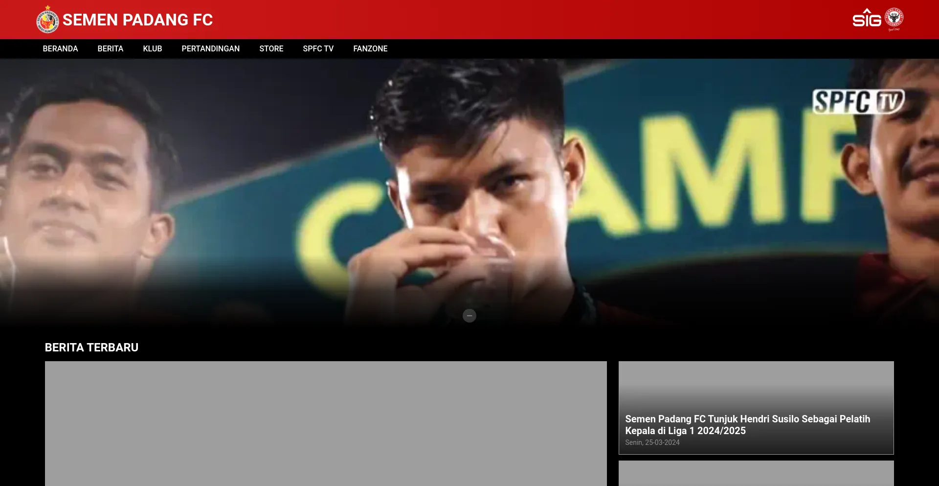 Screenshot of semenpadangfc.co.id homepage