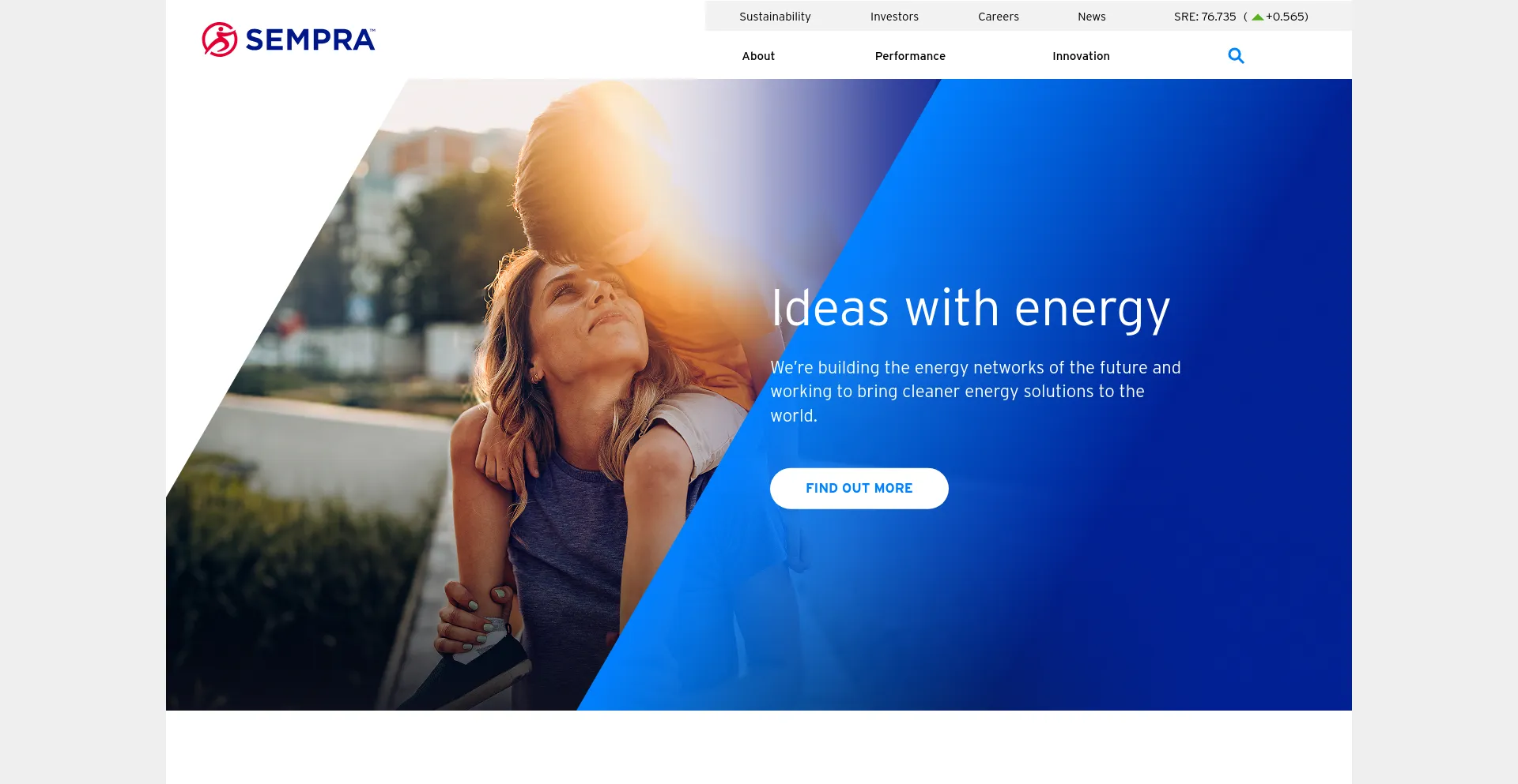 Screenshot of sempra.com homepage