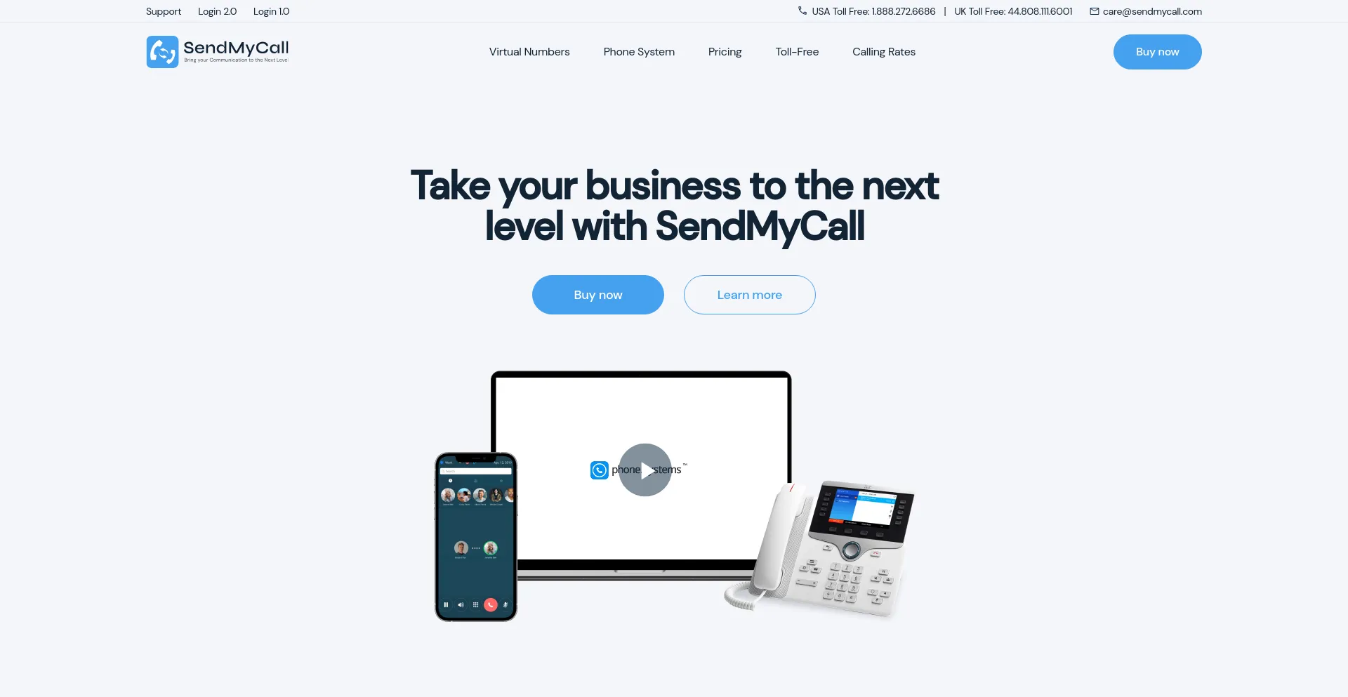 Screenshot of sendmycall.com homepage