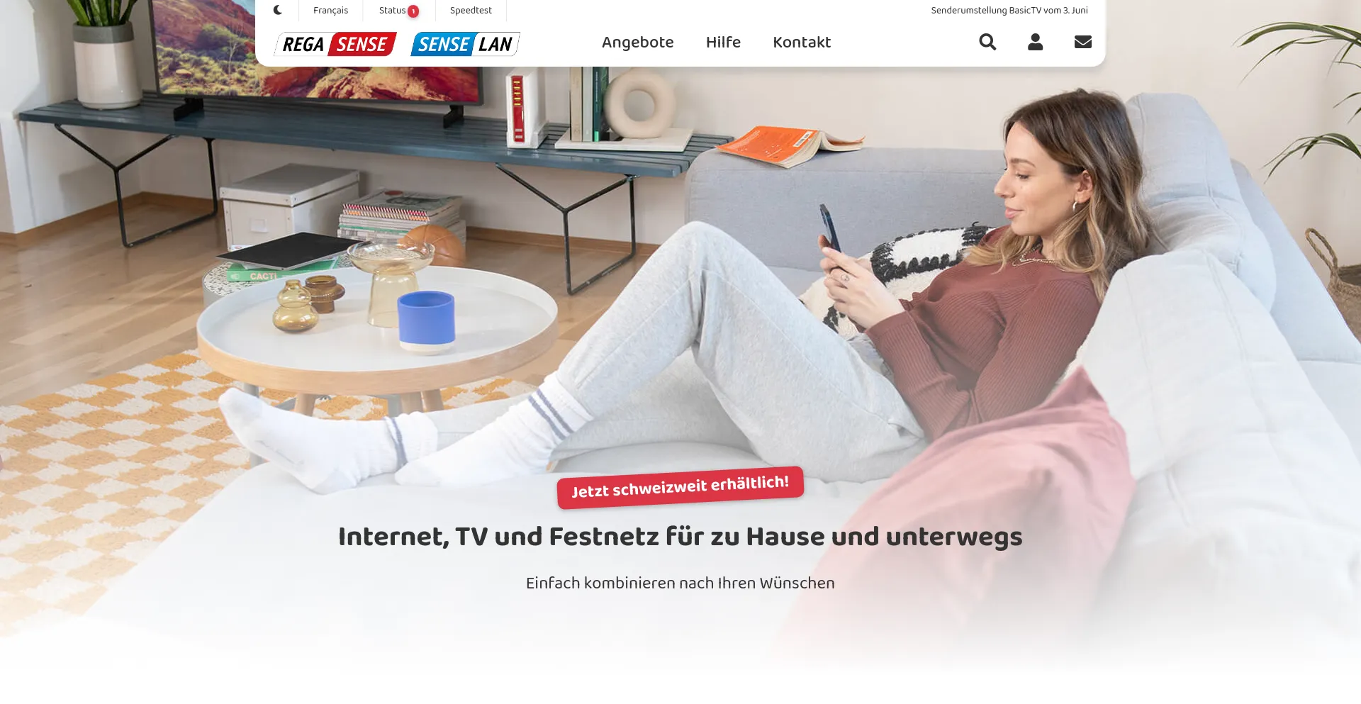 Screenshot of senselan.ch homepage