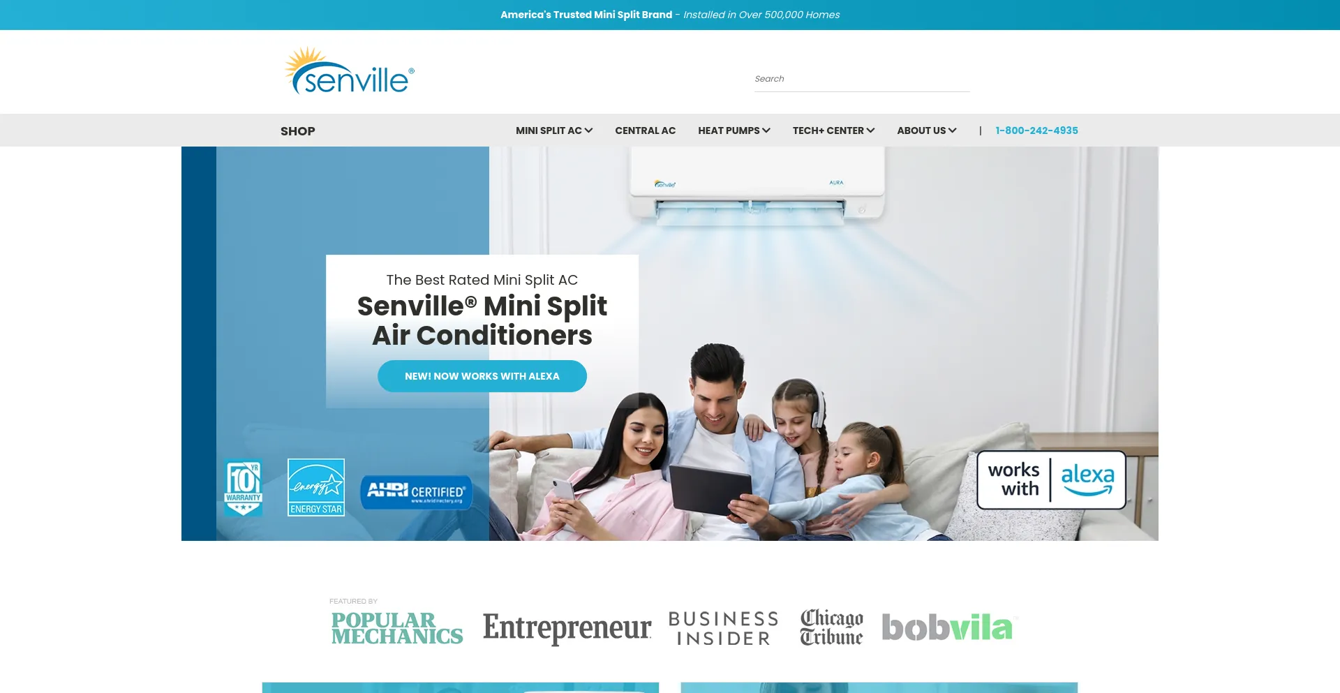 Screenshot of senville.com homepage