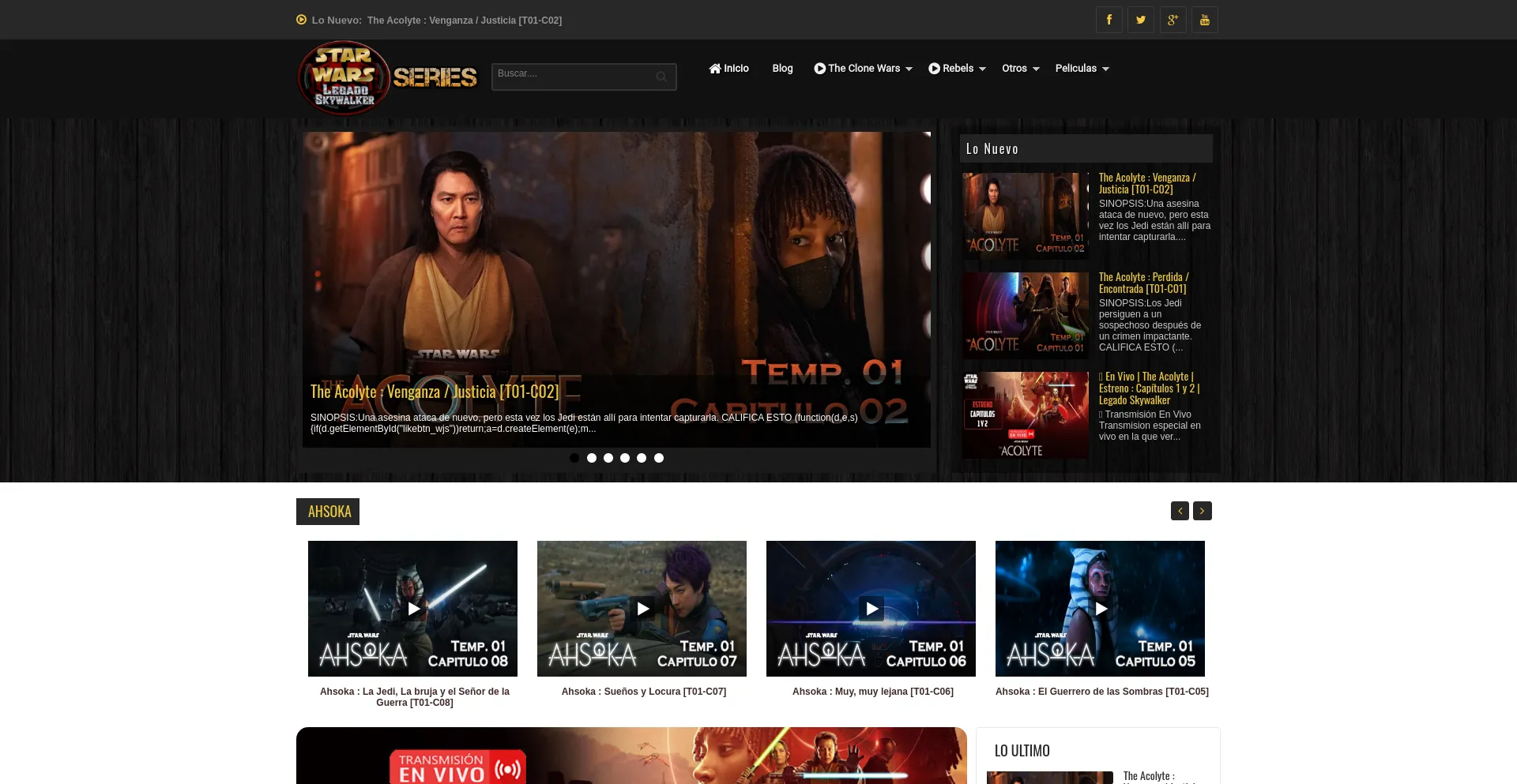 Screenshot of serieslegadoskywalker.blogspot.com homepage