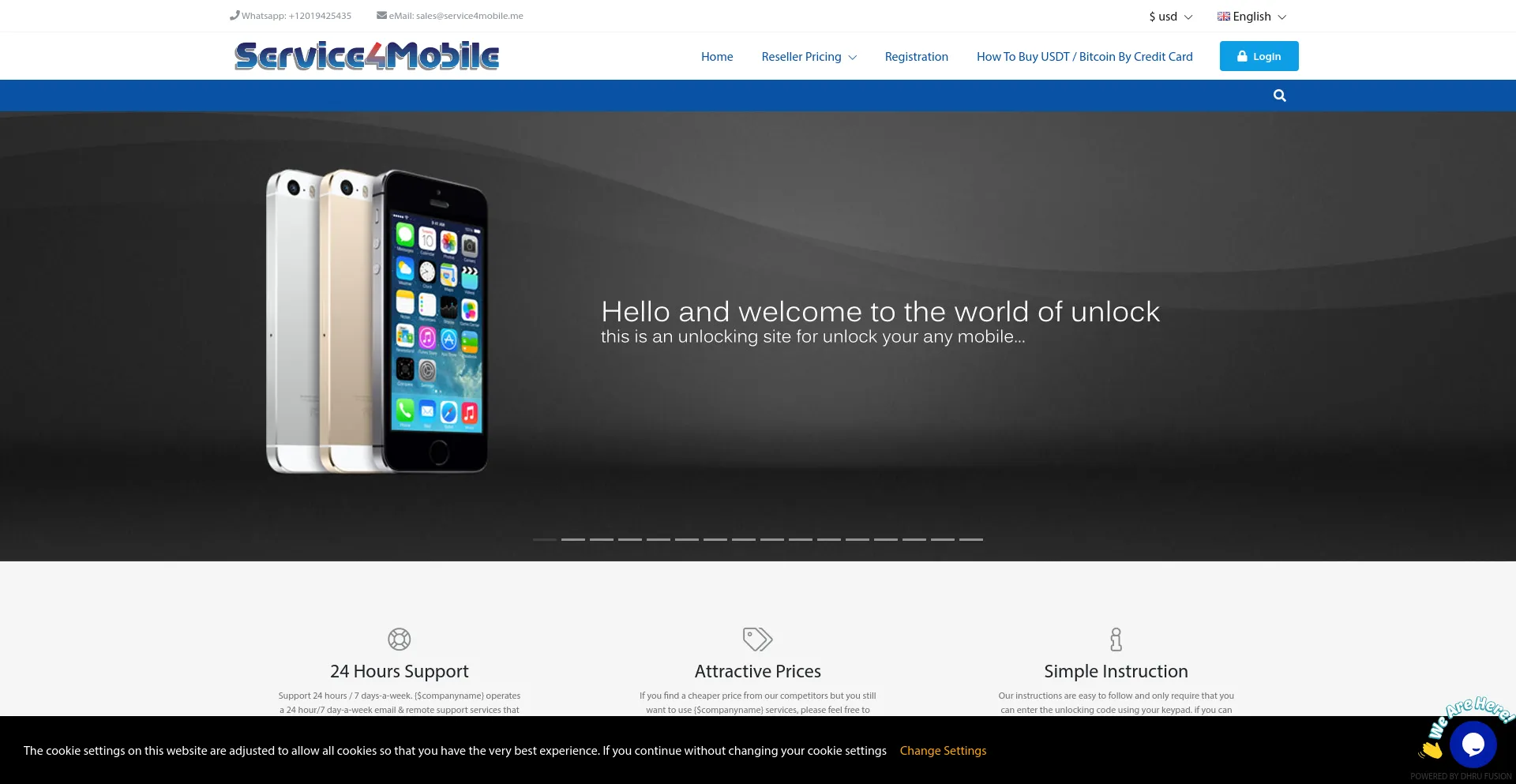 Screenshot of service4mobile.me homepage