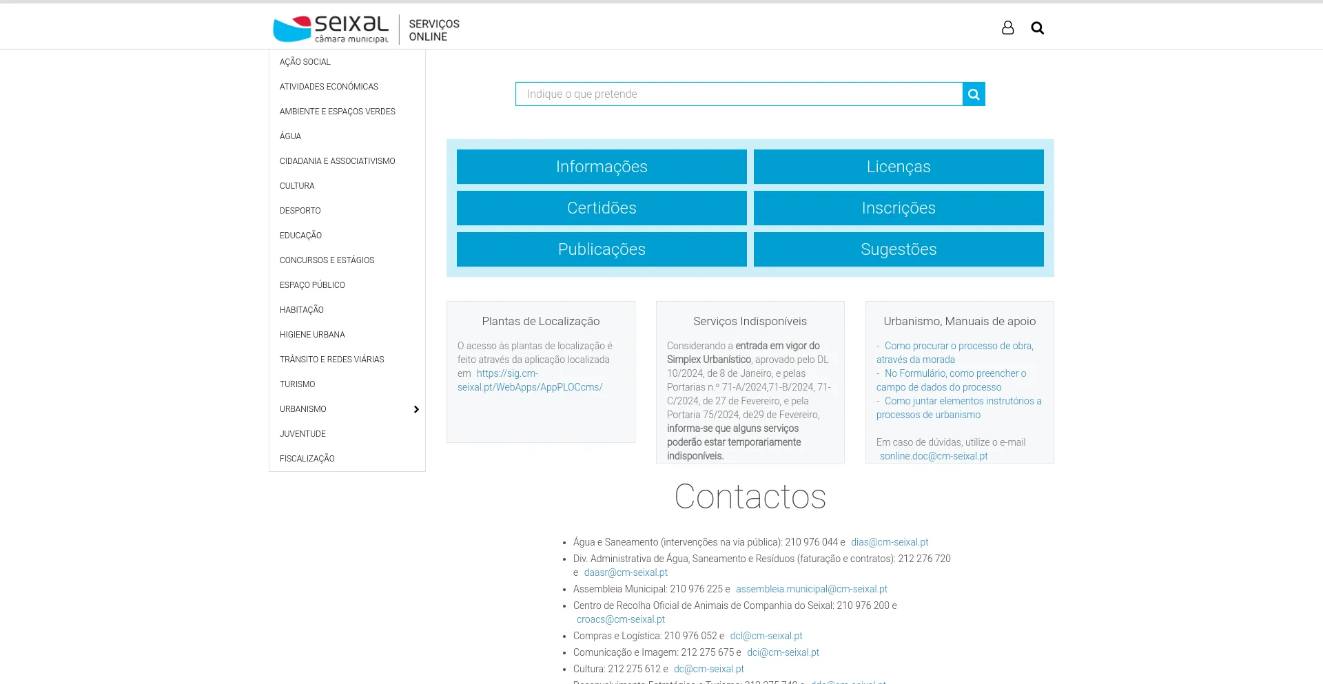 Screenshot of servicosonline.cm-seixal.pt homepage