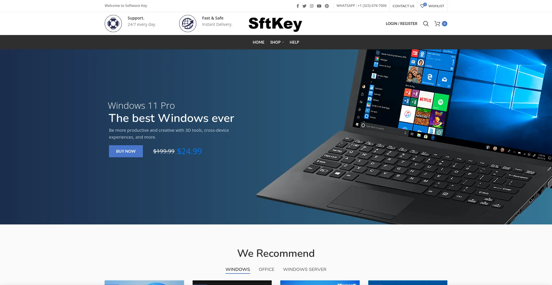 Screenshot of sftkey.com homepage