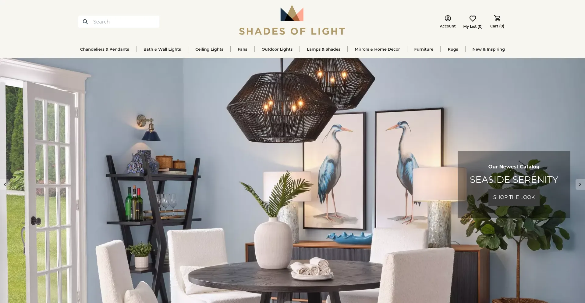 Screenshot of shadesoflight.com homepage