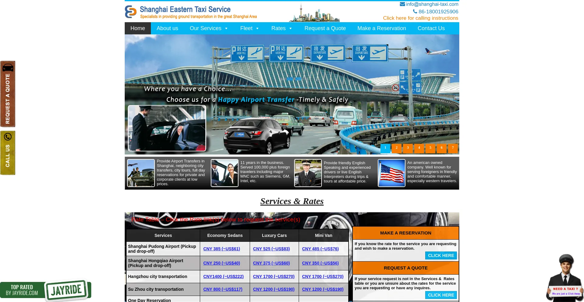 Screenshot of shanghai-taxi.com homepage