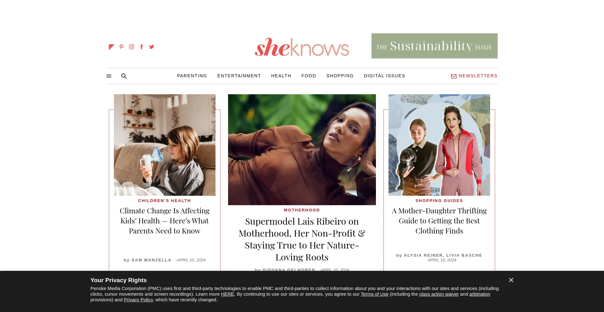 Screenshot of sheknows.com homepage