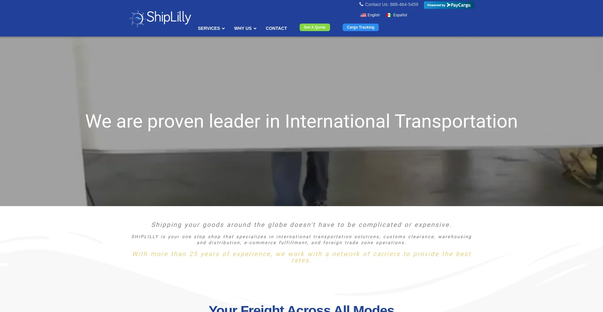 Screenshot of shiplilly.com homepage